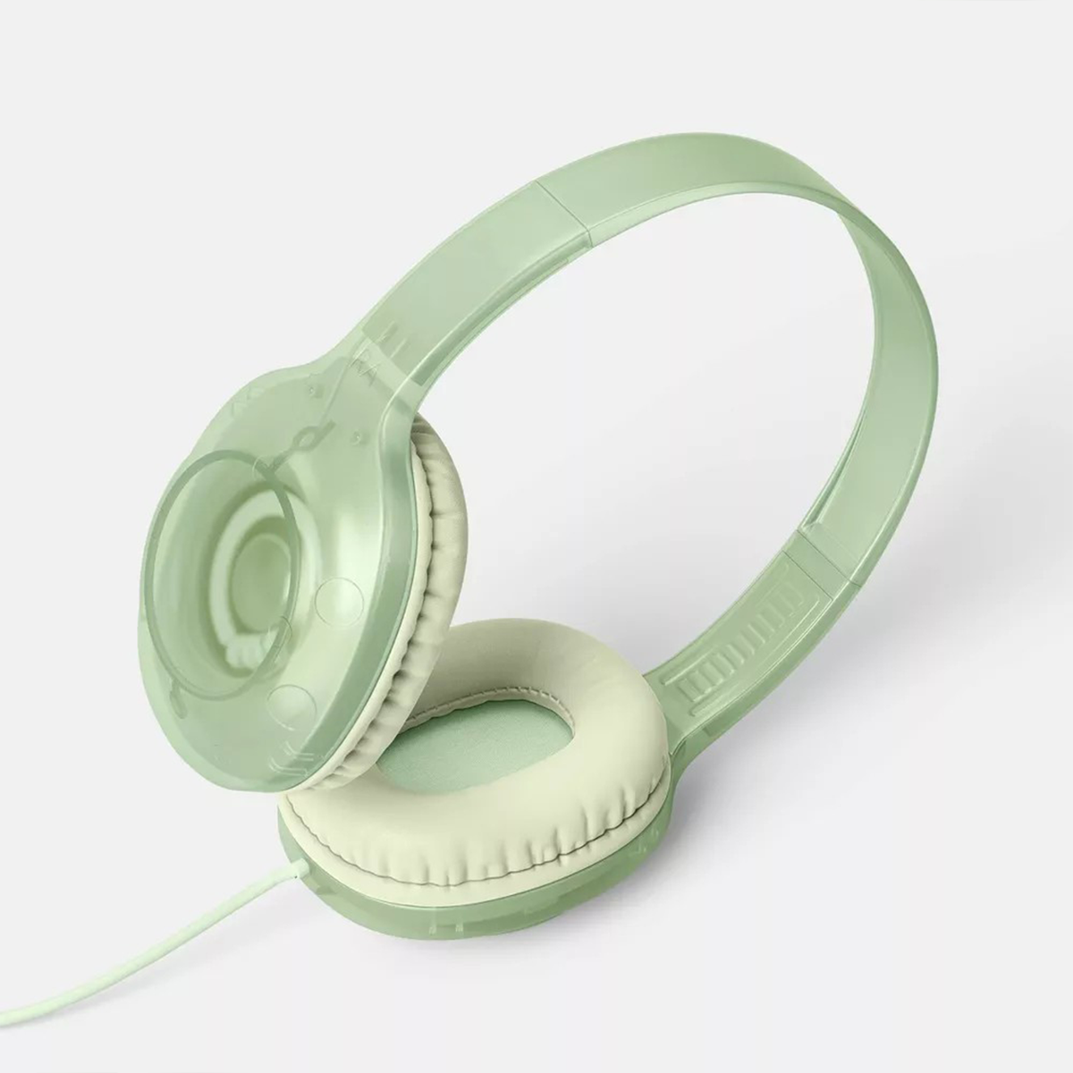 Green Translucent Wired On-Ear Headphones With Built-In Microphone
